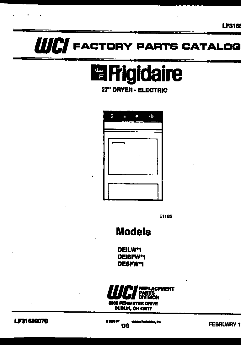 Frigidaire DEILW1 null diagram