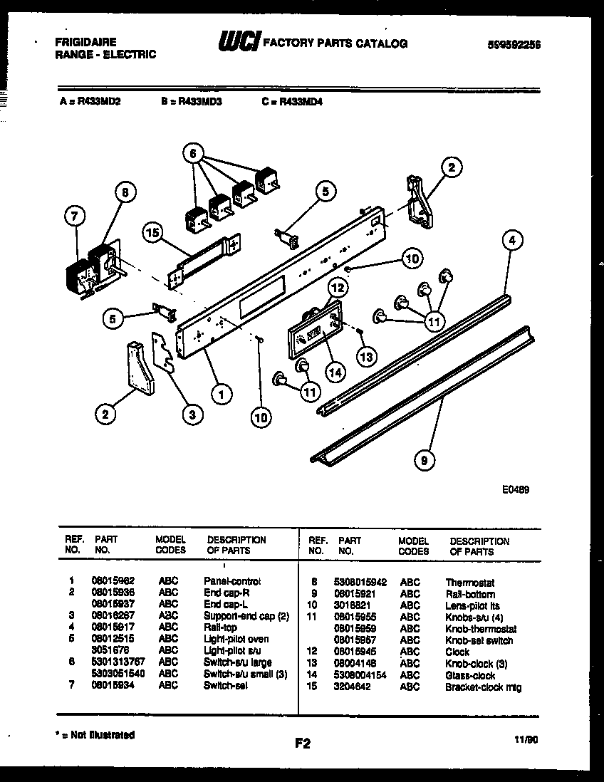 Frigidaire R433MEM3 control panel diagram