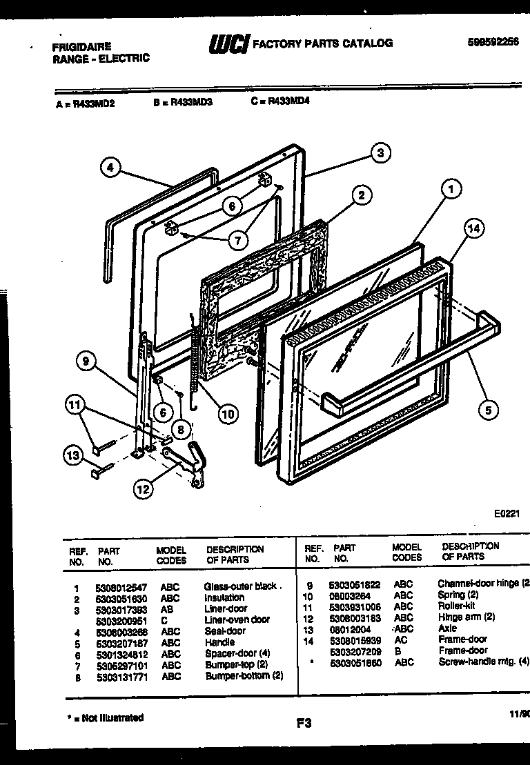 Frigidaire R433MEM3 door parts diagram