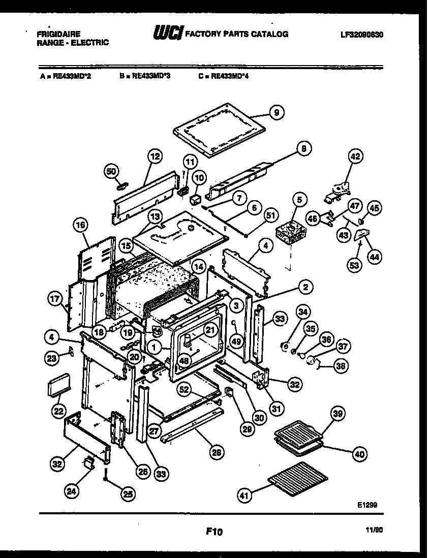 Frigidaire RE433MDB4 body parts diagram