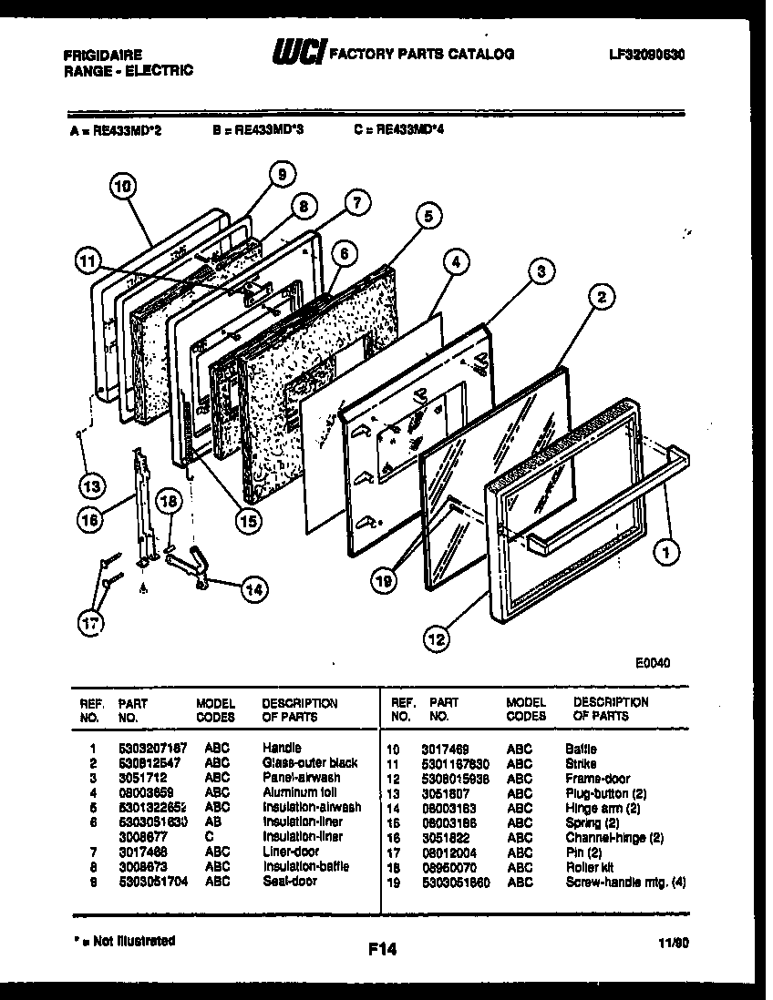 Frigidaire RE433MDB4 door parts diagram