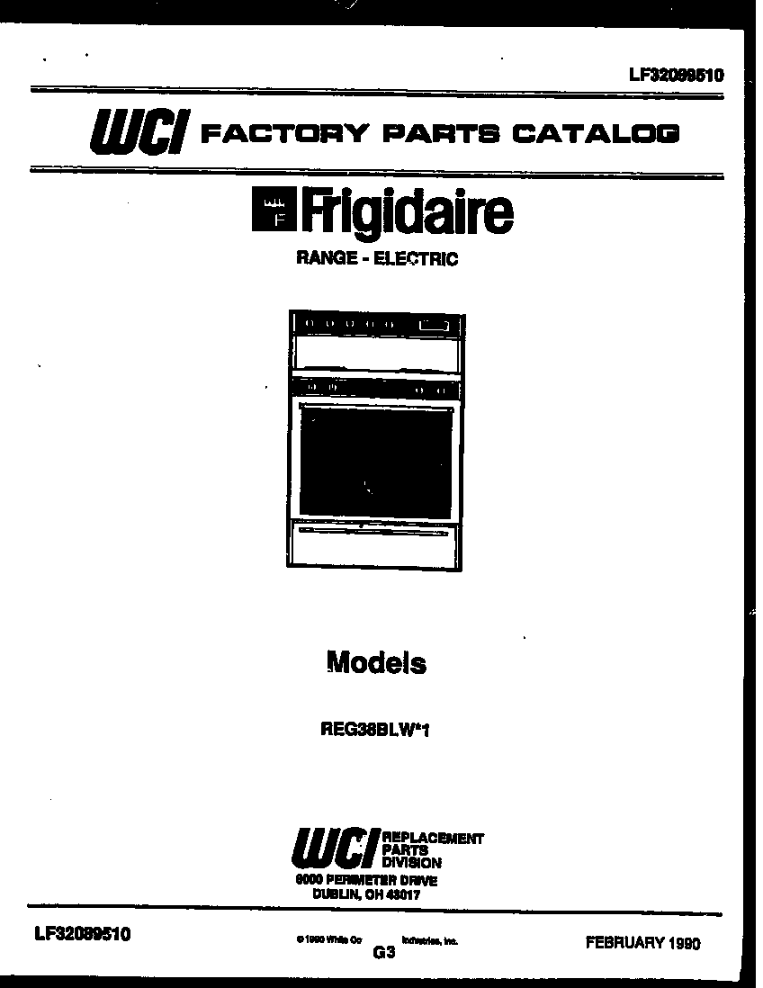 Frigidaire REG38BLL1 cover diagram