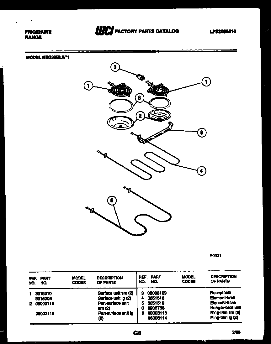Frigidaire REG38BLL1 broiler parts diagram