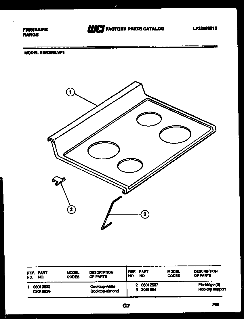 Frigidaire REG38BLL1 cooktop parts diagram