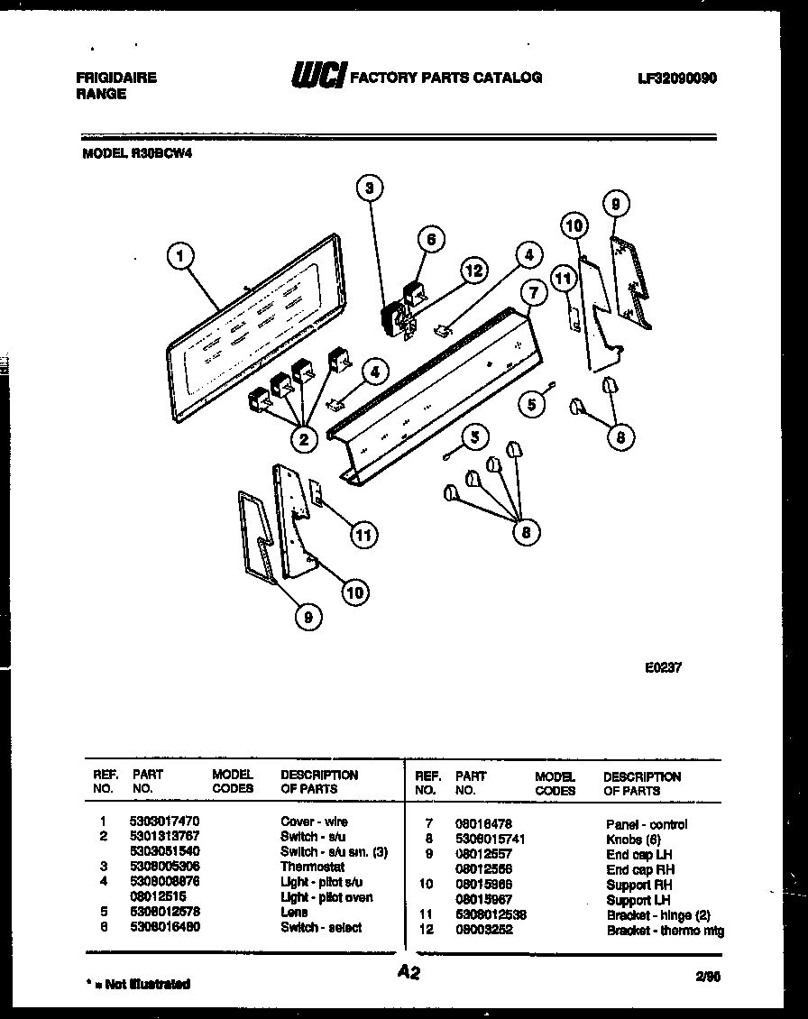 Frigidaire R30BCL4 backguard diagram