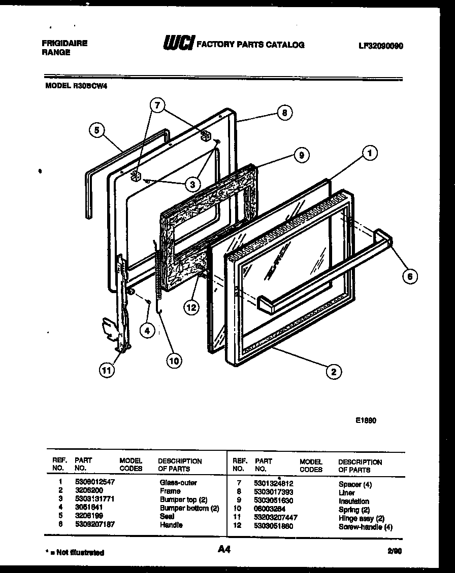 Frigidaire R30BCL4 door parts diagram