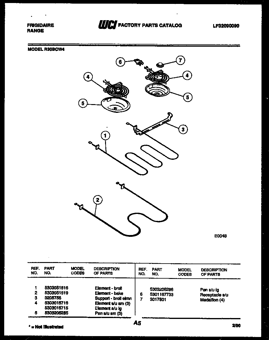 Frigidaire R30BCL4 broiler parts diagram