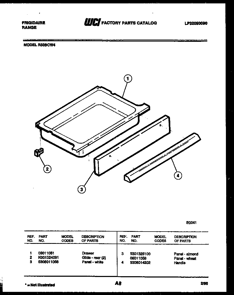 Frigidaire R30BCL4 drawer parts diagram