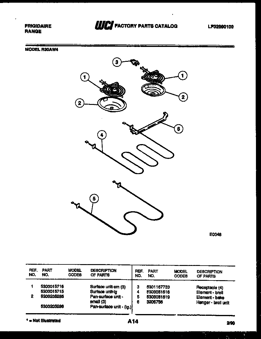 Frigidaire R30AL4 broiler parts diagram