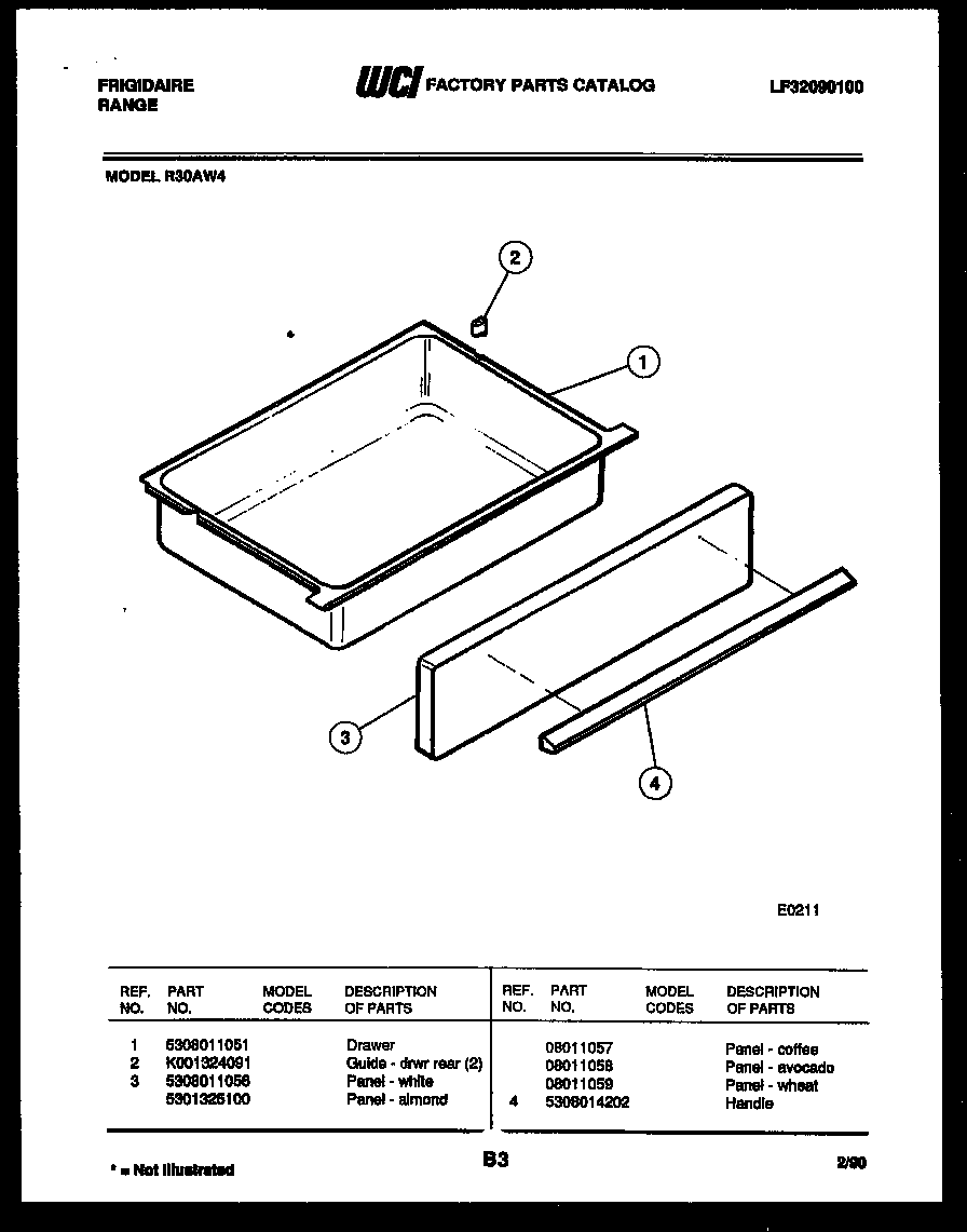 Frigidaire R30AL4 drawer parts diagram