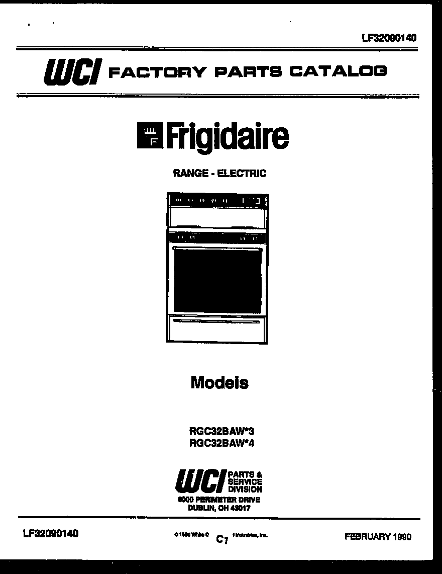 Frigidaire RGC32BAH4 cover diagram