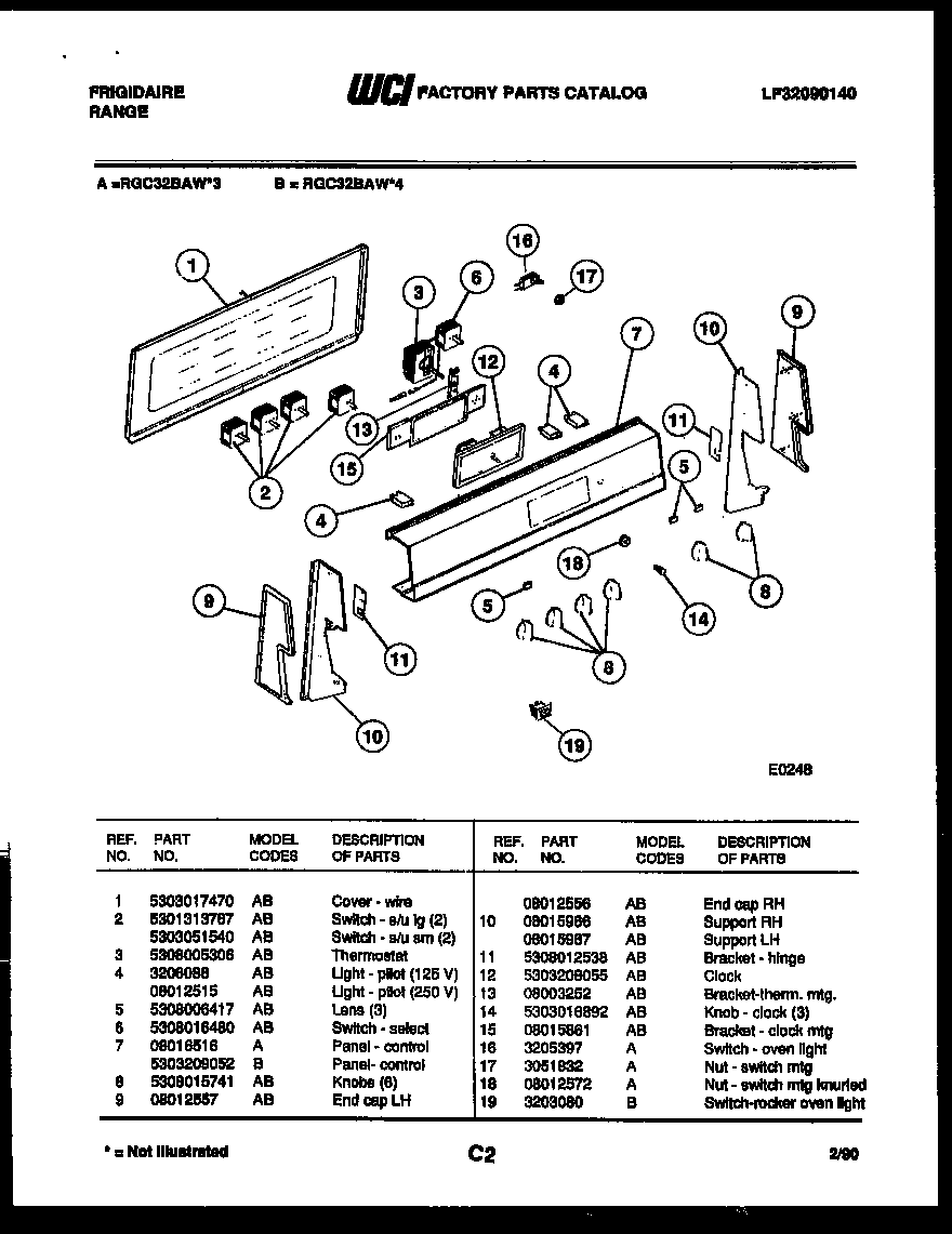 Frigidaire RGC32BAH4 backguard diagram