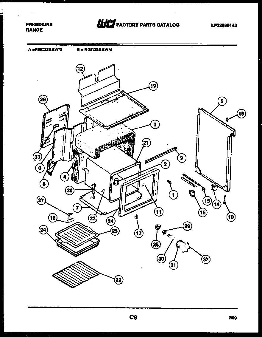 Frigidaire RGC32BAH4 body parts diagram