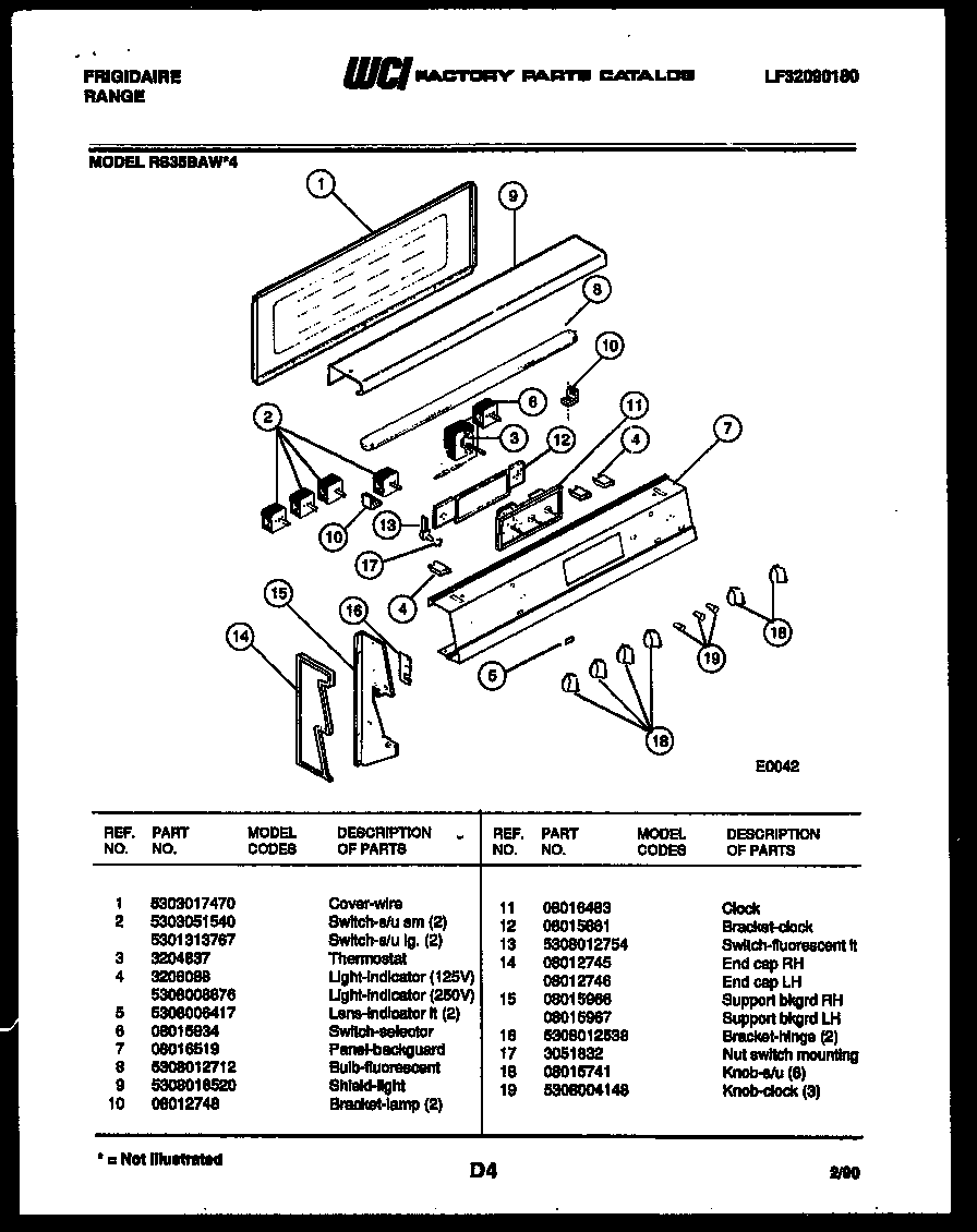 Frigidaire RS35BAF4 backguard diagram