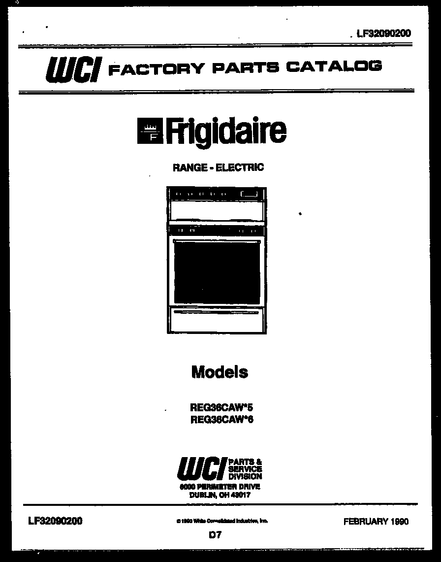 Frigidaire REG36CAL5 cover diagram