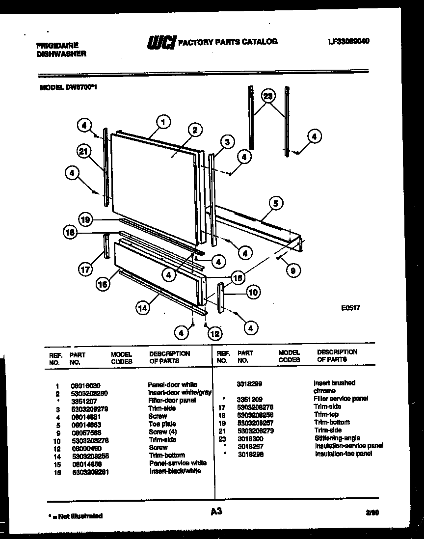 Frigidaire DW6700LW1 door parts diagram