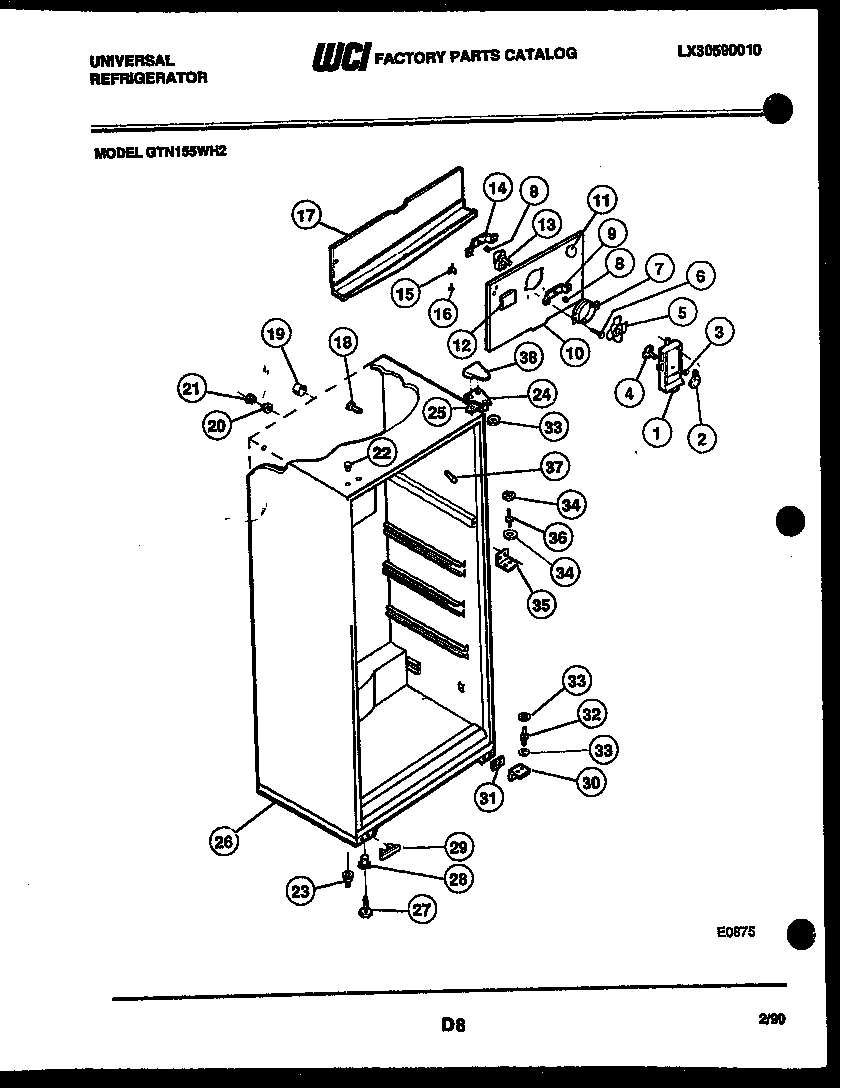Gibson GTN155BH2 cabinet parts diagram