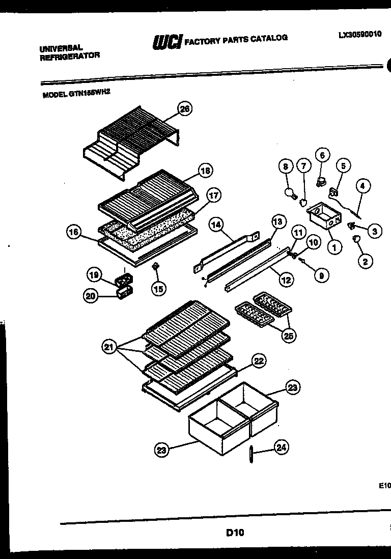 Gibson GTN155BH2 shelves and supports diagram