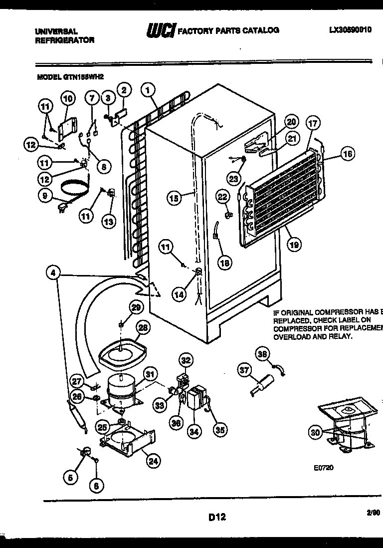 Gibson GTN155BH2 system and automatic defrost parts diagram