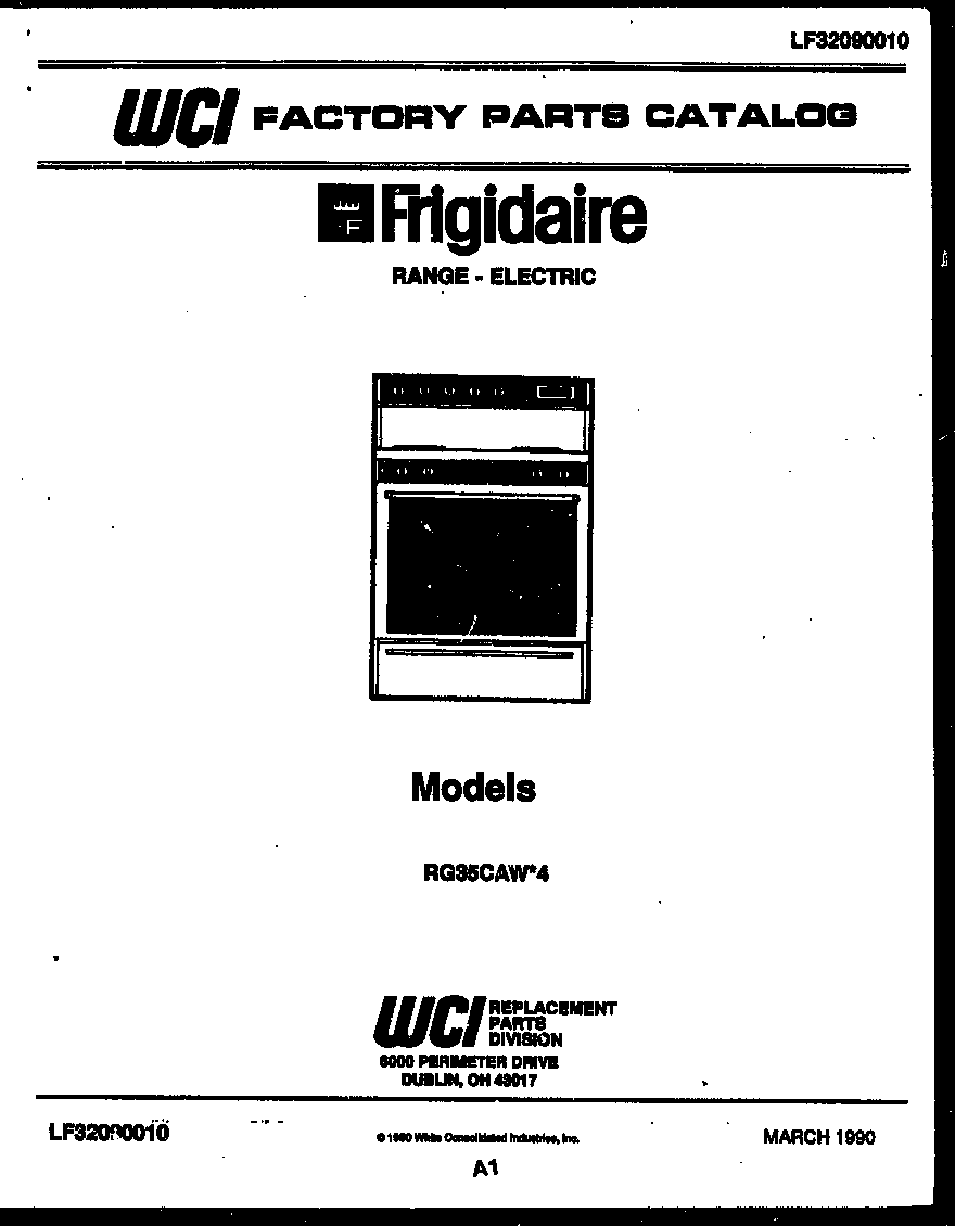 Frigidaire RG35CAW4 cover diagram