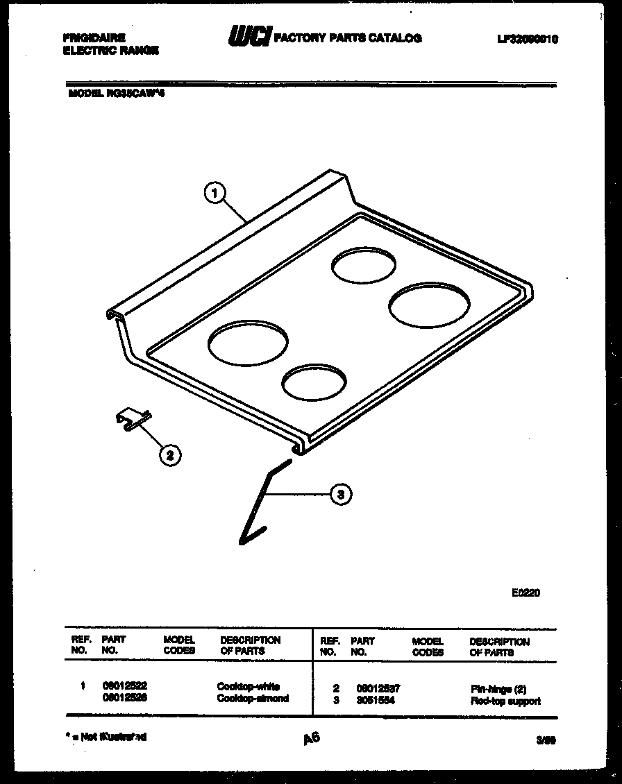 Frigidaire RG35CAW4 cooktop parts diagram