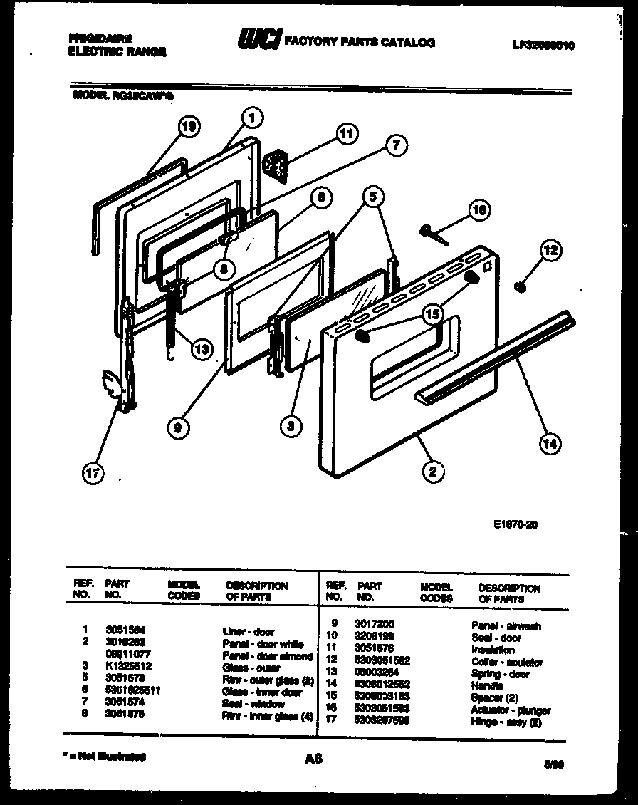 Frigidaire RG35CAW4 door parts diagram