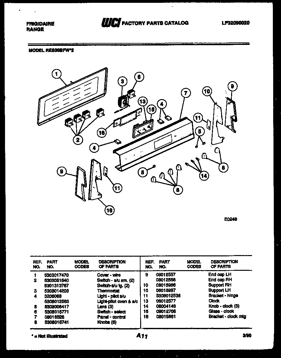 Frigidaire RES36BFL2 backguard diagram