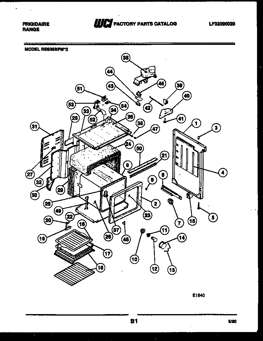 Frigidaire RES36BFL2 body parts diagram