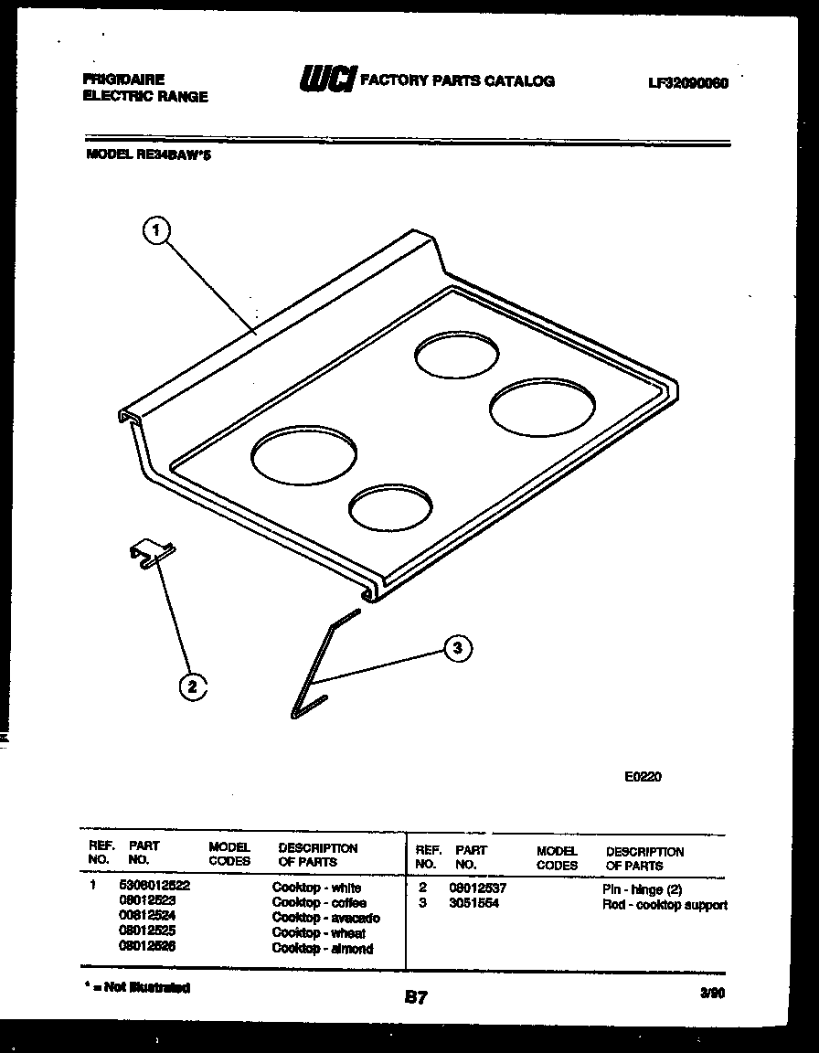 Frigidaire RE34BAH5 cooktop parts diagram