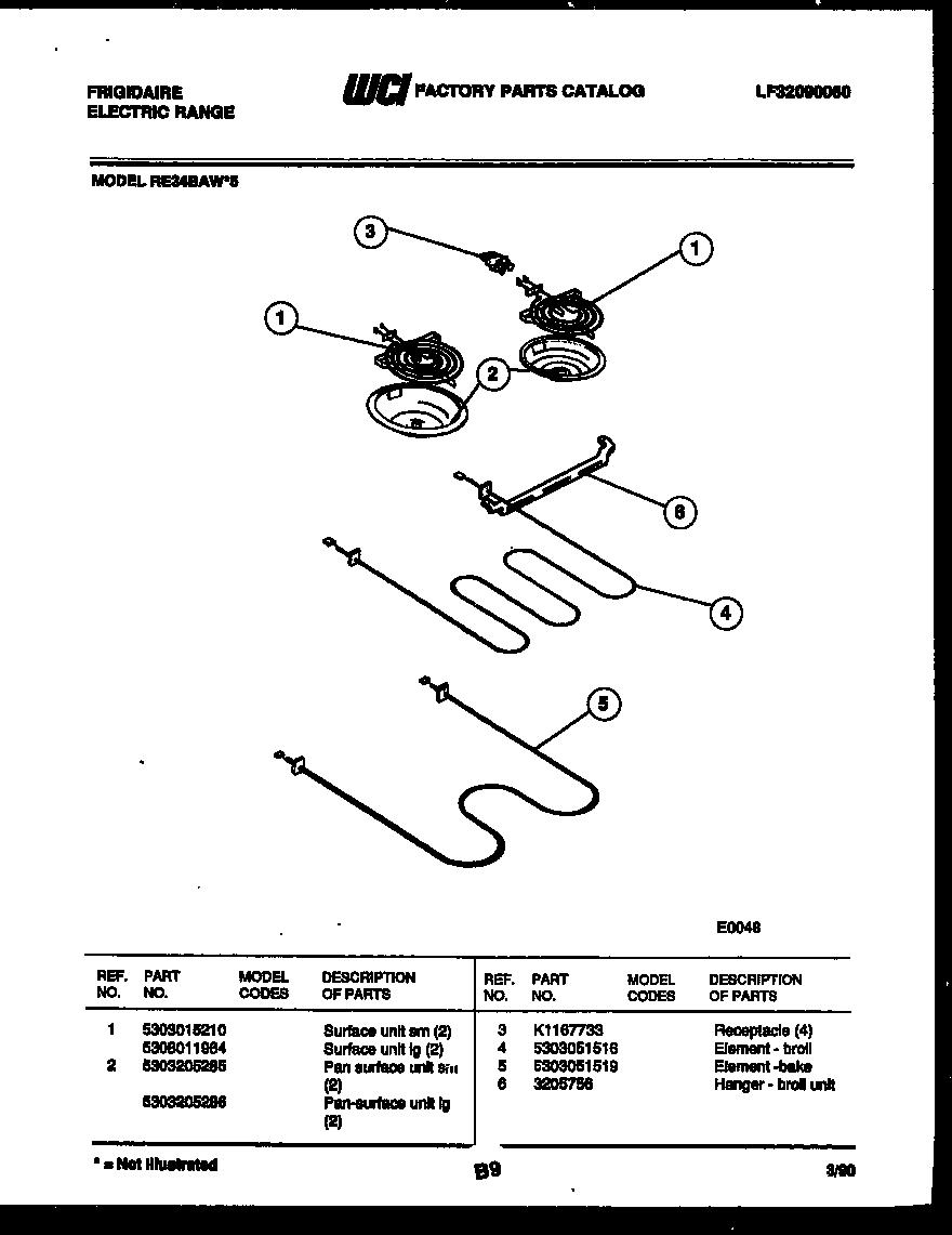 Frigidaire RE34BAH5 broiler parts diagram