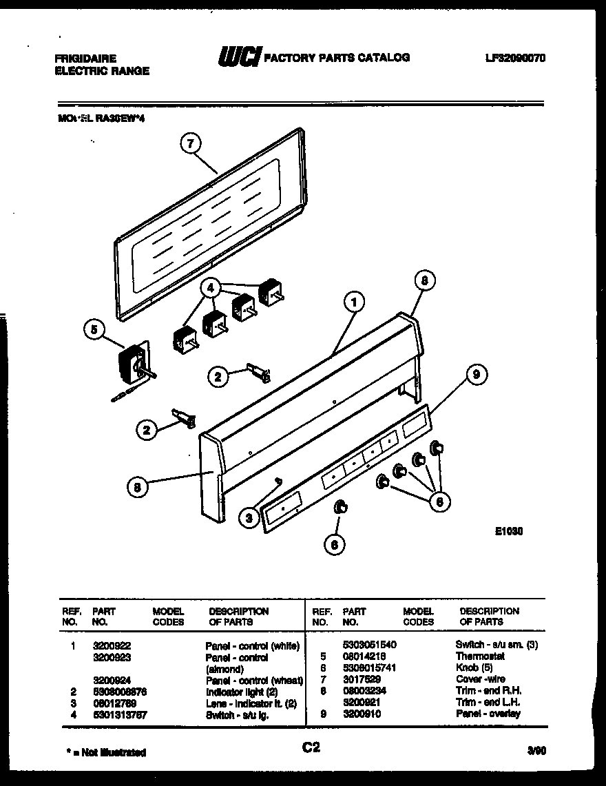 Frigidaire RA30EL4 control panel diagram