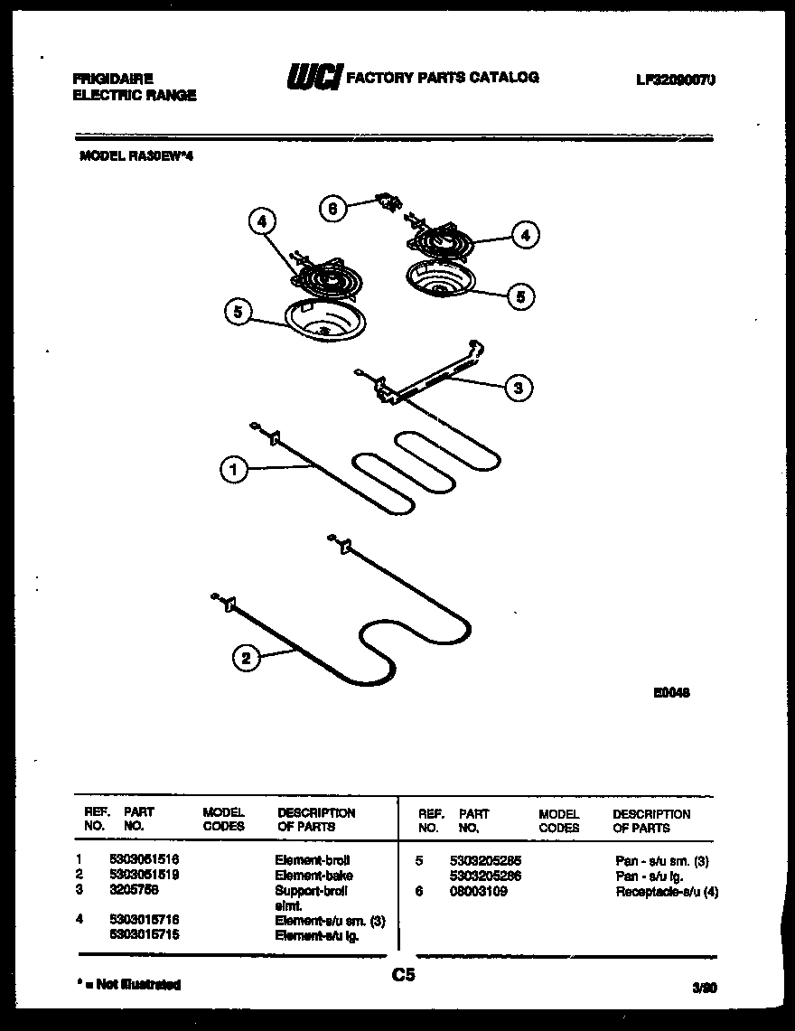 Frigidaire RA30EL4 broiler parts diagram