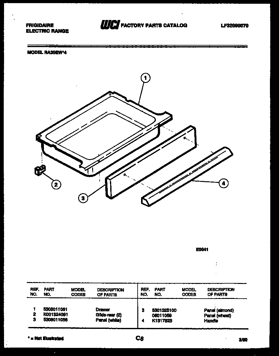 Frigidaire RA30EL4 drawer parts diagram