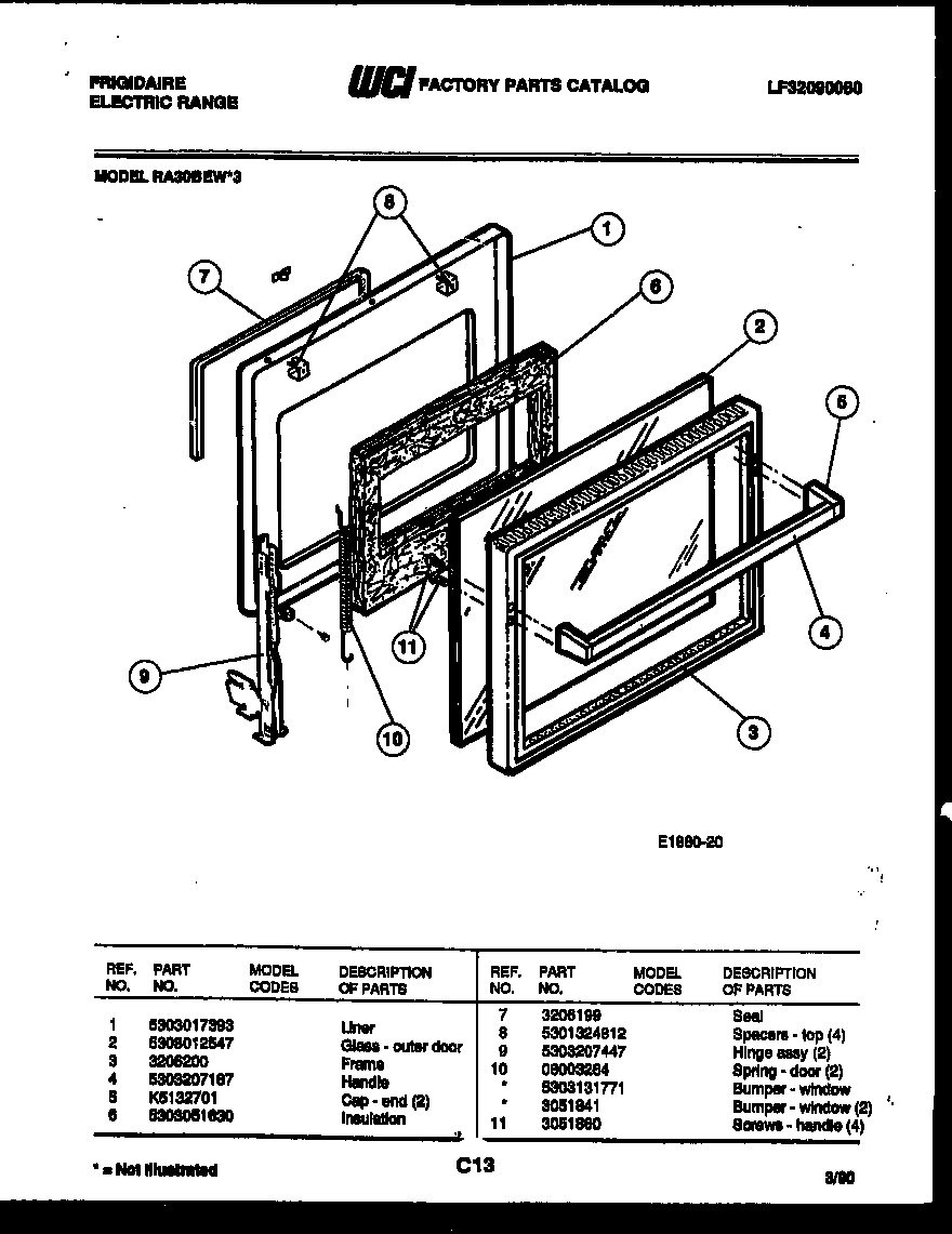 Frigidaire RA30BEL3 door parts diagram