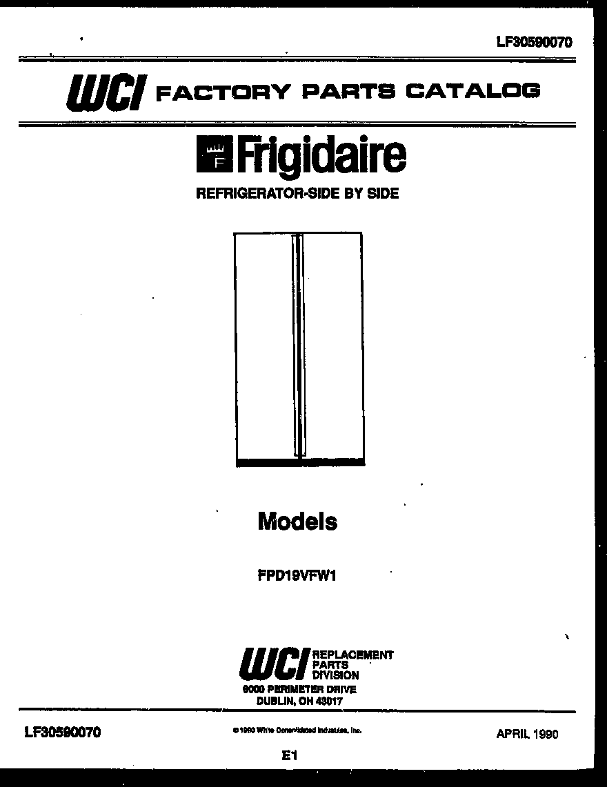 Frigidaire FPD19VFW1 front cover diagram