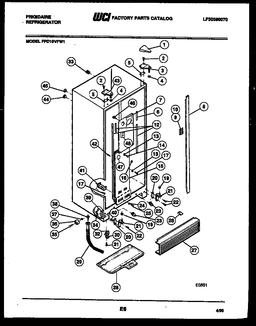 Frigidaire FPD19VFW1 cabinet parts diagram