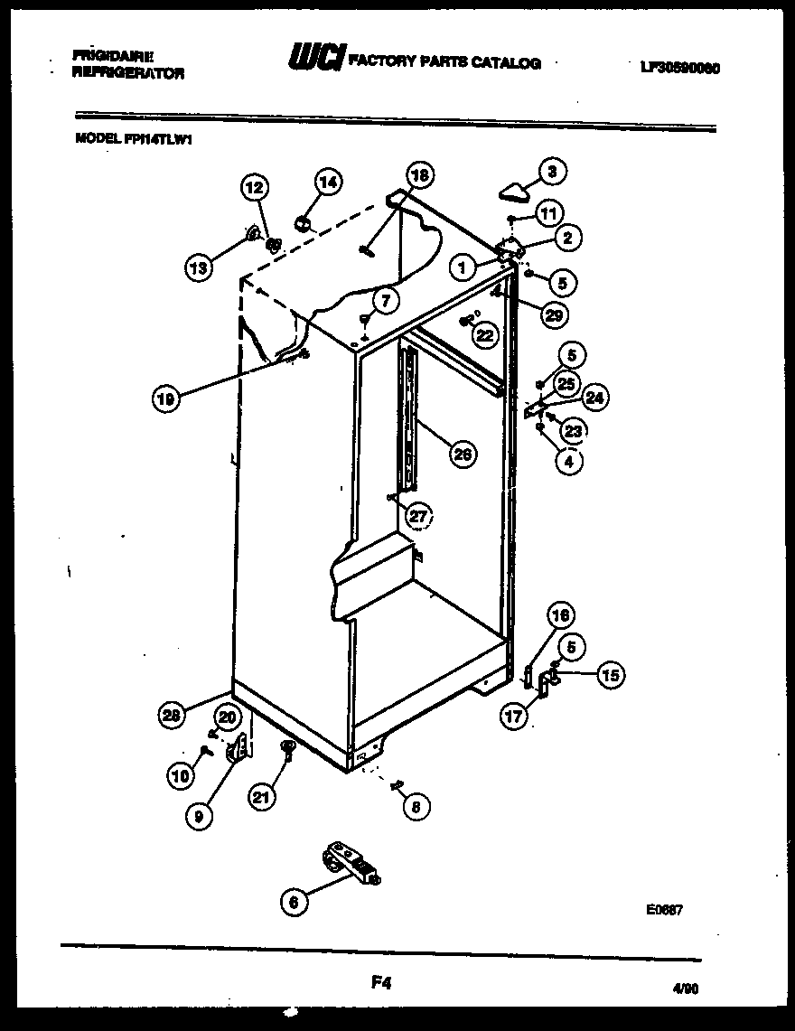 Frigidaire FPI14TLF1 cabinet parts diagram