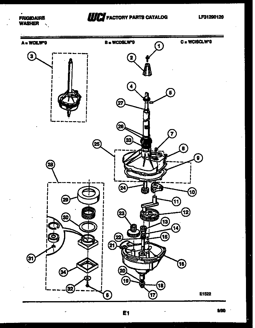Frigidaire WCISCLW0 transmission parts diagram