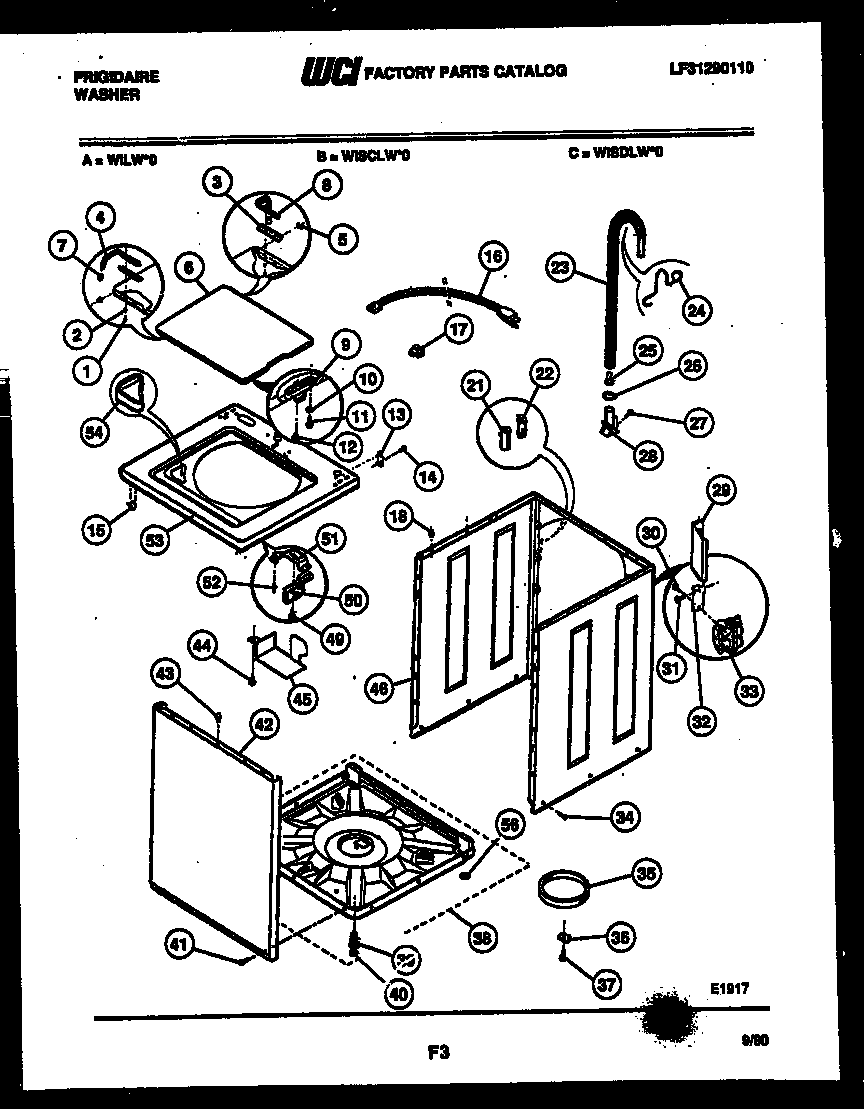 Frigidaire WILL0 cabinet parts diagram