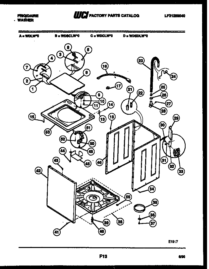 Frigidaire WDLW0 cabinet parts diagram