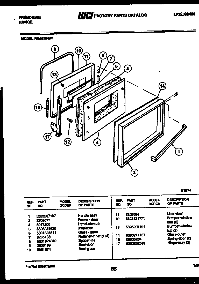 Frigidaire RG32BNW1 door parts diagram