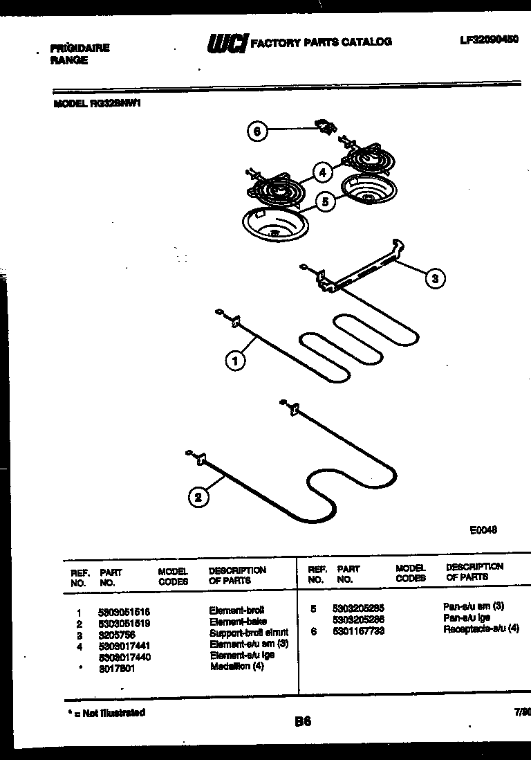 Frigidaire RG32BNW1 broiler parts diagram