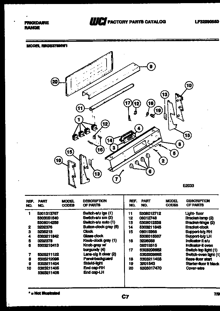 Frigidaire REGS37BNW1 backguard diagram
