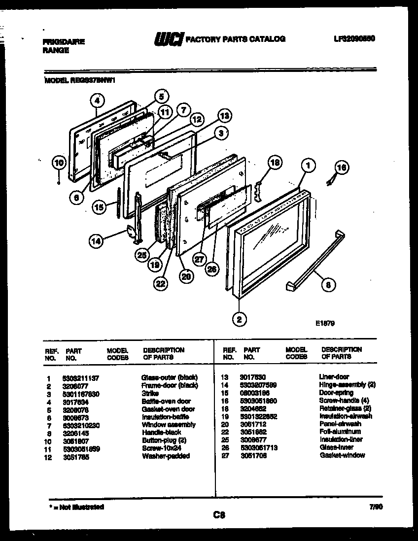 Frigidaire REGS37BNW1 door parts diagram