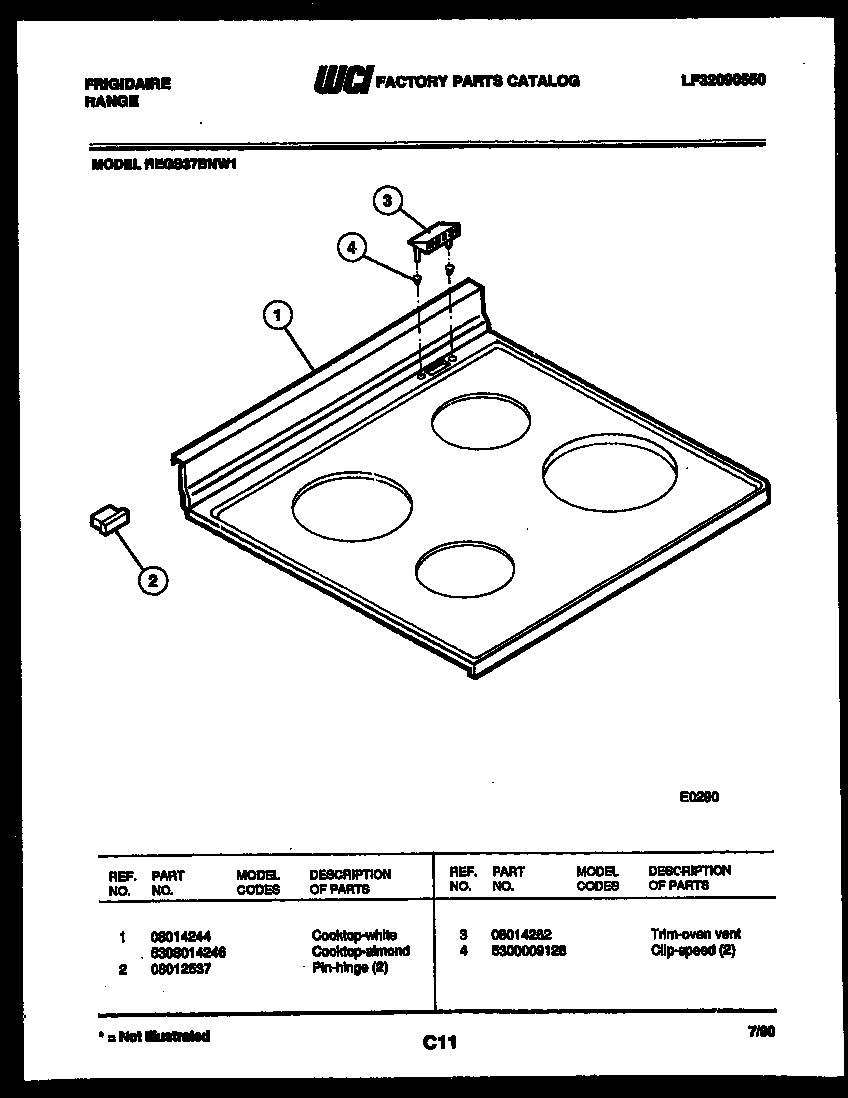 Frigidaire REGS37BNW1 cooktop parts diagram