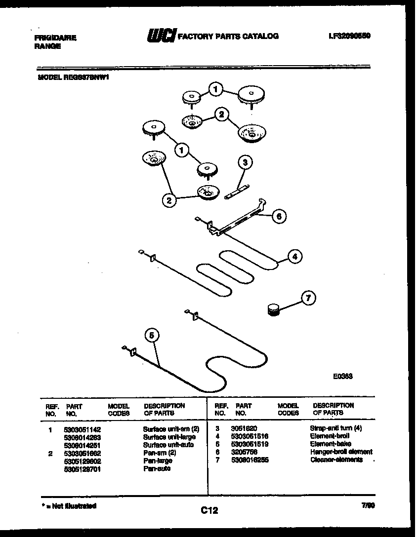 Frigidaire REGS37BNW1 broiler parts diagram