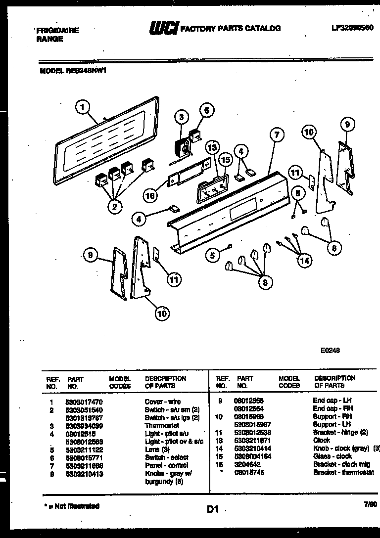 Frigidaire RES34BNW1 backguard diagram