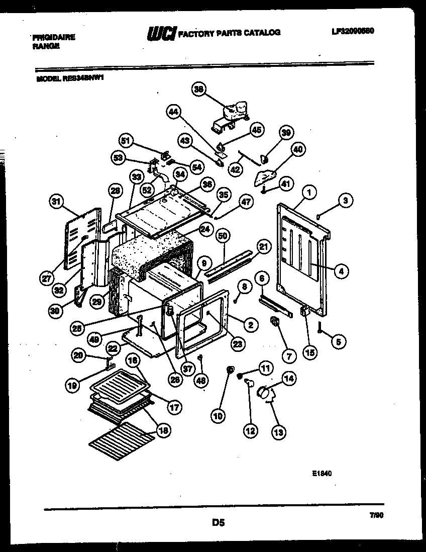 Frigidaire RES34BNW1 body parts diagram