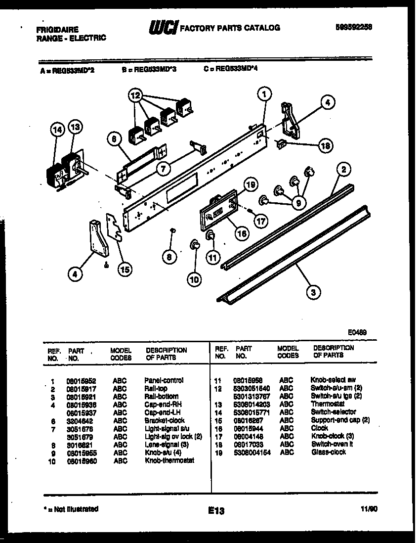 Frigidaire REG533MDM4 control panel diagram