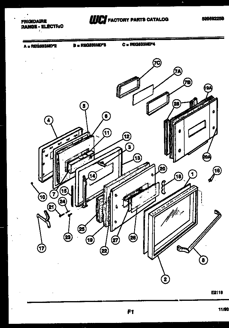 Frigidaire REG533MDM4 door parts diagram